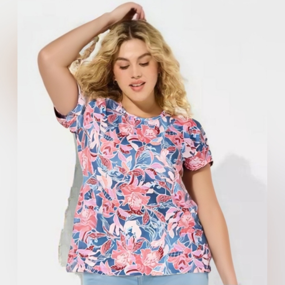 Ideology Floral Print Top Size 2X